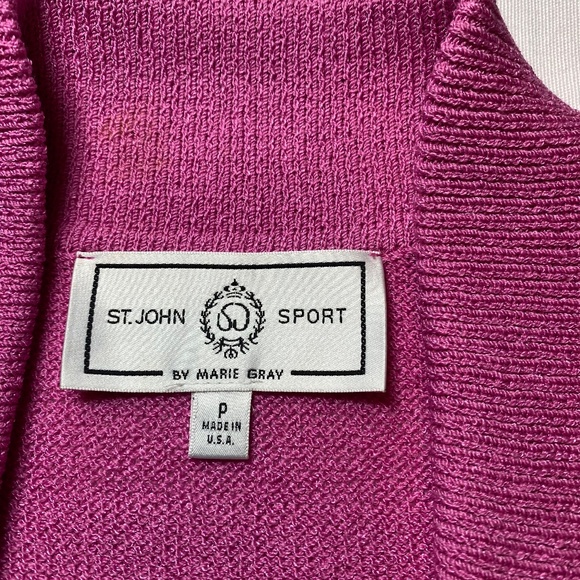 Vintage St John Sport by Marie Gray Pink Topaz Luxury Knit Button Down Cardigan - Picture 6 of 10
